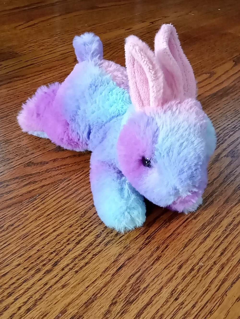 Aurora 7" Pastel Rainbow Bunny Plush Toy - Soft Multicolor Stuffed Animal